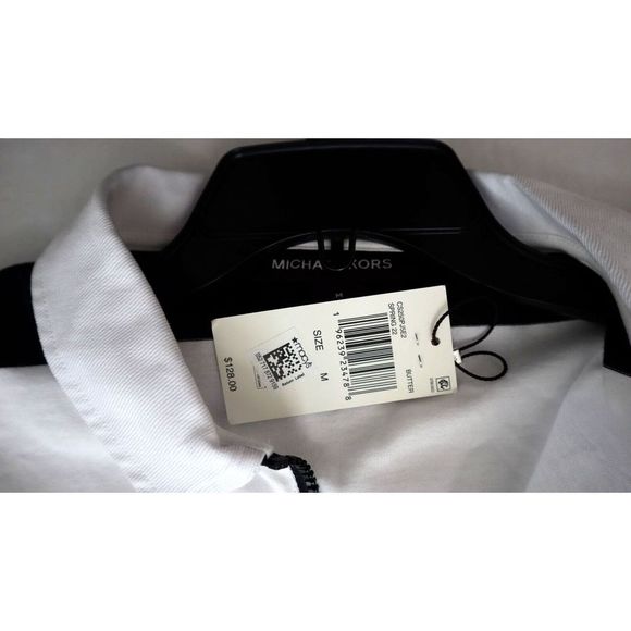 Michael Kors CS250PJ5E2 Mens Sz M Butter Multi Striped L/S Rugby Polo Shirt $128 - Picture 3 of 12